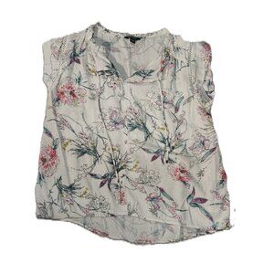 Mango Floral Tie-Front Blouse | Cap Sleeve | Women’s Small